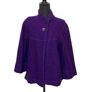 Sandro Royal Purple Wool A-Line Jacket Coat L